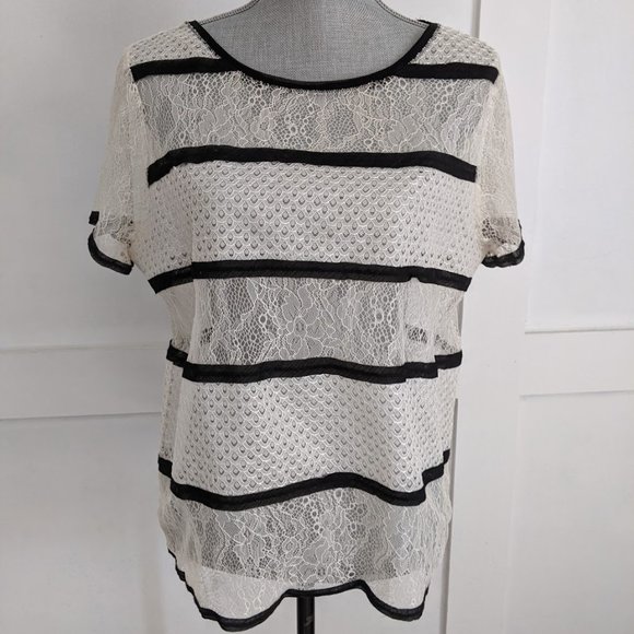 [Ann Taylor Loft] Lace Top - L - Picture 2 of 6